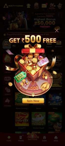 ACE777 APK download screen with Android mobile gaming app design